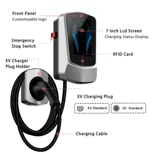 EU Standard 7kw Wall-mounted EV Charger for Car Wallbox 32A